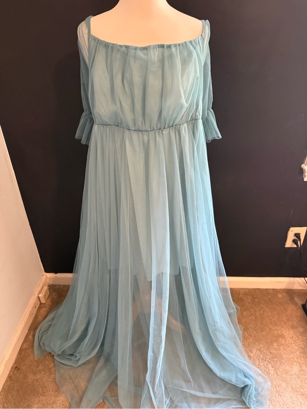 Everpretty Ethereal Light Blue Tulle Maxi Maternity Dress size 16